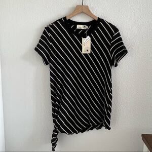 NWT Everleigh Striped Open Knit Top Short Sleeve Nordstrom Rack Tie Side Small